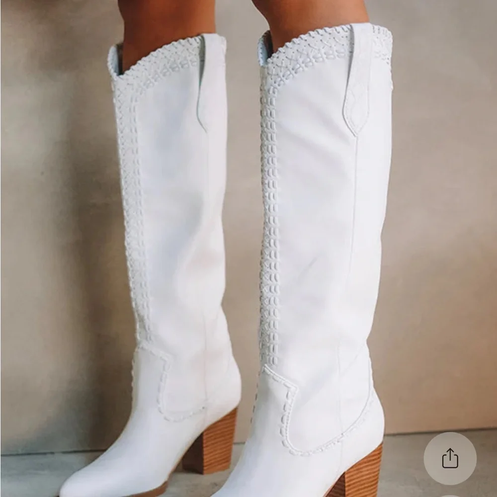 Billini White Heeled Knee-High Boots - Picture 5 of 6